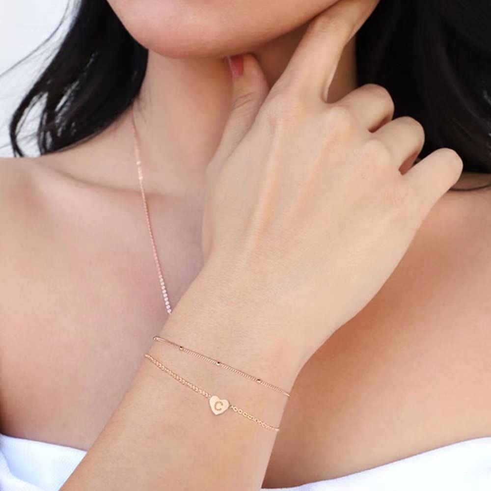 Dainty Heart Initial Bracelets