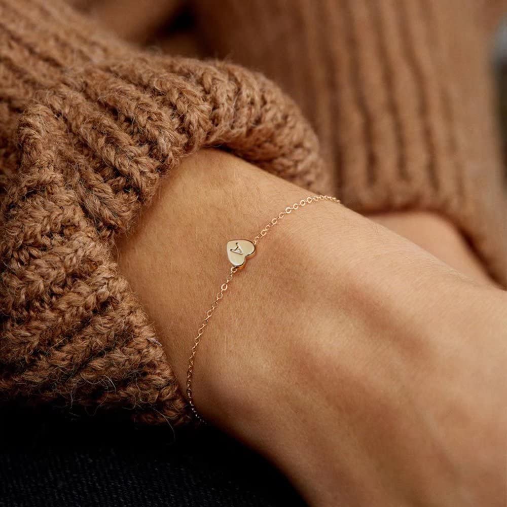 Dainty Heart Initial Bracelets