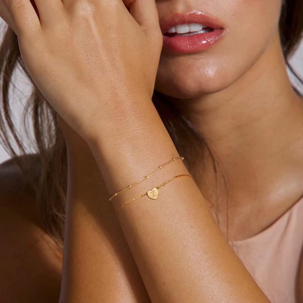 Dainty Heart Initial Bracelets