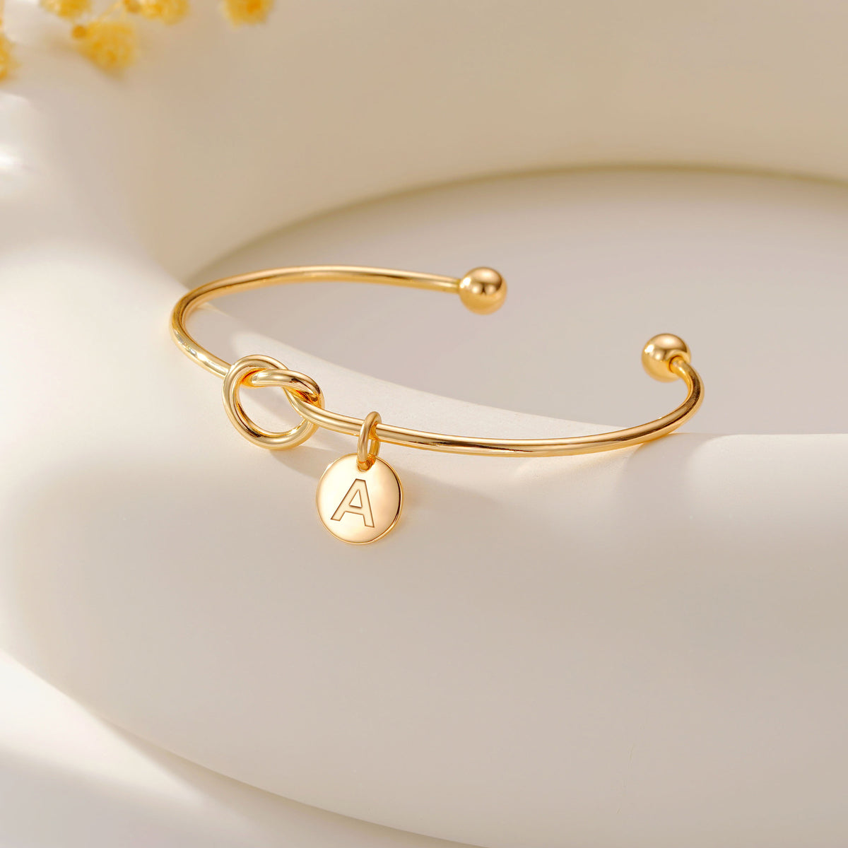 Turandoss Mother's Day Gift, Gold Knot Initial Bracelet for Women