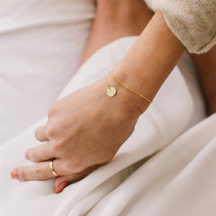 Turandoss 14K Gold Plated Initial Bracelets for Girls Adjustable Layered Disc Monogram Charm Personalized Letter A-Z Kids Birthday Gifts for Women Teen Girls Ages 12-14