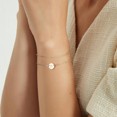 Turandoss 14K Gold Plated Initial Bracelets for Girls Adjustable Layered Disc Monogram Charm Personalized Letter A-Z Kids Birthday Gifts for Women Teen Girls Ages 12-14