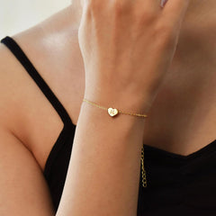 Turandoss 14K Gold Plated Dainty Charm Heartlayered Initial Link Bracelet for Women Letter A-Z Jewelry Personalized Birthday Wedding Gift for Women Girls