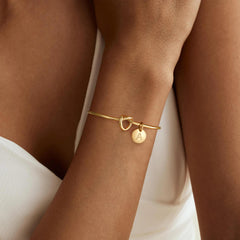 Turandoss 14K Gold Plated Initial Bracelets for Women Dainty Tie the Knot Letter Cuff Trendy Jewelry Wedding Teacher Appreciation Mothers Day Graduation Gifts for Her Mom Kids Teen Girls Wife Ideas