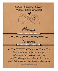 Turandoss Always and Forever Morse Code Bracelets for Women S925 Sterling Silver Beads Couples Set Pinky Promise Matching Jewelry for Couples Best Friends Always Forever Jewelry Valentine Gifts