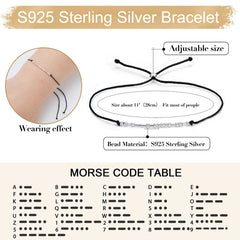 Turandoss Always and Forever Morse Code Bracelets for Women S925 Sterling Silver Beads Couples Set Pinky Promise Matching Jewelry for Couples Best Friends Always Forever Jewelry Valentine Gifts