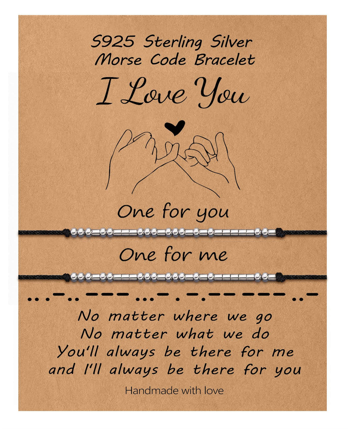 Turandoss Always and Forever Morse Code Bracelets for Women S925 Sterling Silver Beads Couples Set Pinky Promise Matching Jewelry for Couples Best Friends Always Forever Jewelry Valentine Gifts