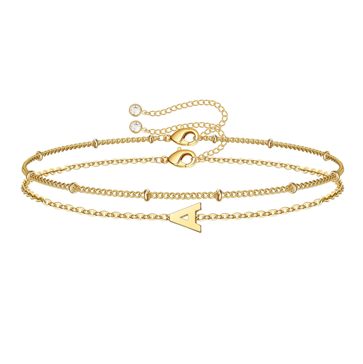 Turandoss Initial Bracelets Gifts for Women Dainty 14K Gold Plated Layered Letter A-Z Charm Trendy Jewelry Personalized Valentine's Day Birthday Gifts for Women Teen Girls