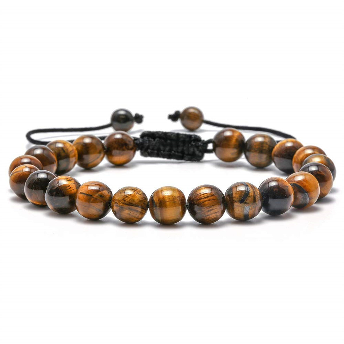 Turandoss 8mm Tiger Eye Natural Stone for Men Black Lava Rock  Beaded Anxiety Relief Rope Bracelets for Men Adjustable Unique Jewelry Birthday Gifts for Men Boys