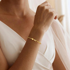 Turandoss Teacher Appreciation Gifts for Women Girls - 14K Gold Plated Beaded Heart Initial T Charm Bracelets for Women Trendy Teacher Thank You Graduation Retirement Gifts Idea