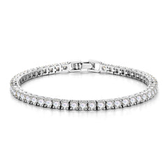 Turandoss Cubic Zirconia Classic Tennis Bracelets for Women 14K White Gold Plated Jewelry Teacher Appreciation Mothers Day Graduation Gifts for Her Mom Kids Teen Girls Wife Ideas