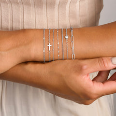 Turandoss Silver Stack Bracelets for Women, Dainty Stainless steel Layered Chain Link Bracelet Set, Birthday Gift, Valentine's Day Gifts for Women