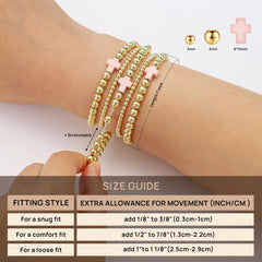 Turandoss 5 Pcs Beaded Bracelets Set for Women Girls, 14K Gold Plated Dainty Round Stretch Bohemian Ball Pearl Bracelet for Women Simplicity Multi-Layer Jewelry Religious Birthday Gifts