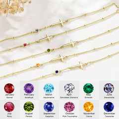 Turandoss Gifts for Christians Catholic Women Inspirational Religious Gifts for Catholic Women Christians 14K Gold Plated Cross Created Garnet January Birthstone Bracelet Jesus Bracelets Jewelry