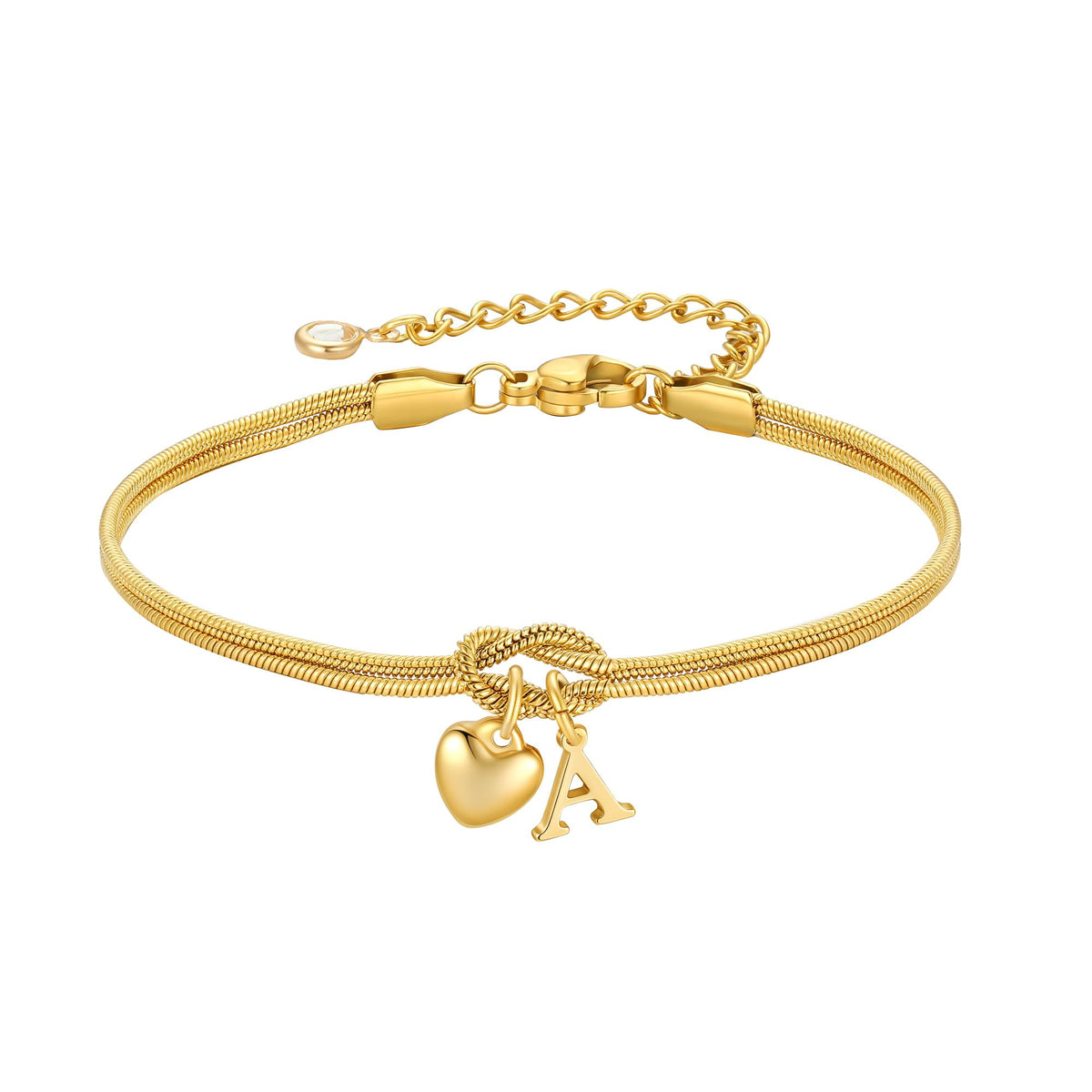 Turandoss Initial Knot Bracelets for Women Dainty 18K Gold Plated Initial Knot Trendy Letter A-Z Love Charm Jewelry Bridesmaid Birthday Valentine's Day Gifts for Women Teen Girls