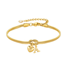 Turandoss Initial Knot Bracelets for Women Dainty 18K Gold Plated Initial Knot Trendy Letter A-Z Love Charm Jewelry Bridesmaid Birthday Valentine's Day Gifts for Women Teen Girls