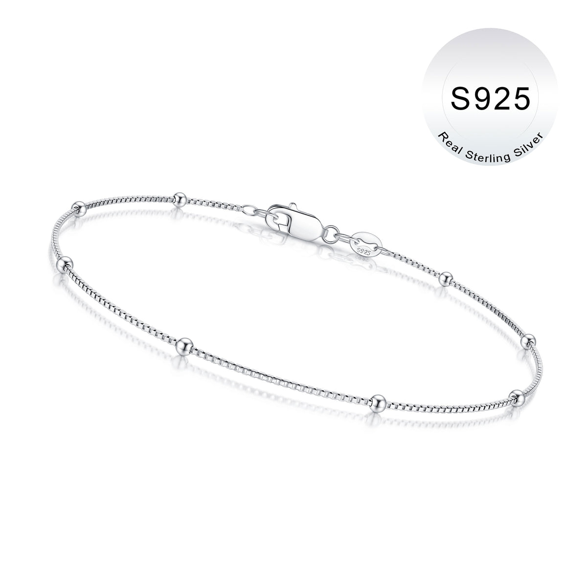 Turandoss S925 Sterling Silver Link Chain Bracelets for Women Girls, 0.8mm Box Chain, Silver Jewelry, Graduation Gifts for Women, Girls, 2026