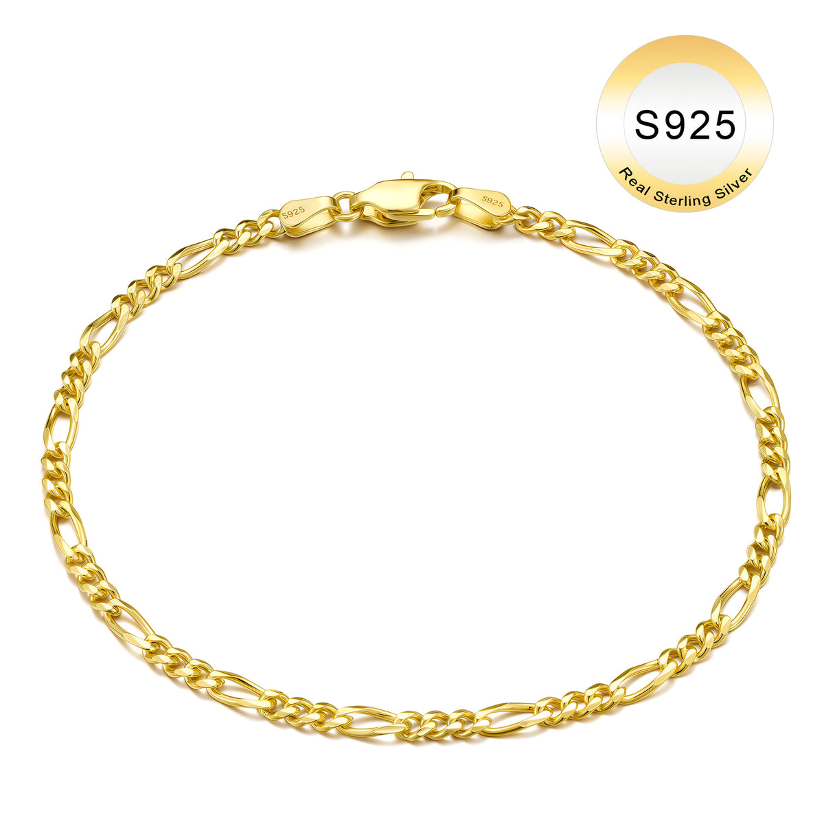 Turandoss S925 Sterling Silver Chain Bracelets for Women Men, 3mm Figaro Chains, Sterling Silver Jewelry, Graduation Gifts for Women, Girls, 2026