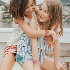 Turandoss Birthday Gifts for Teen Girls Kids 6 7 8 9 10 11 12 13 14 15 16 Year Old Girl Dainty 5PCS Initial Heart 14K Gold Plated Colorful Letter A Charm Bracelets Jewelry Gift