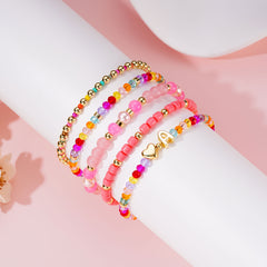Turandoss Birthday Gifts for Teen Girls Kids 6 7 8 9 10 11 12 13 14 15 16 Year Old Girl Dainty 5PCS Initial Heart 14K Gold Plated Colorful Letter A Charm Bracelets Jewelry Gift