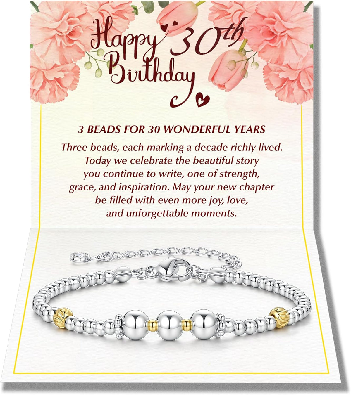 Turandoss 30th Birthday Gifts for Women 30th Birthday Bracelets Gifts for Women 30 Year Old Gift for Woman Her Happy Birthday Gift for 30 Year Old Woman Beaded Bracelets Jewelry