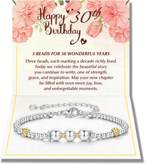 Turandoss 30th Birthday Gifts for Women 30th Birthday Bracelets Gifts for Women 30 Year Old Gift for Woman Her Happy Birthday Gift for 30 Year Old Woman Beaded Bracelets Jewelry