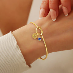 Turandoss January Birthstone Bracelets for Women Girls, 18K Gold Knot Initial Charm Bracelet, Birthday Gift, Valentine's Day Gifts for Women Girls