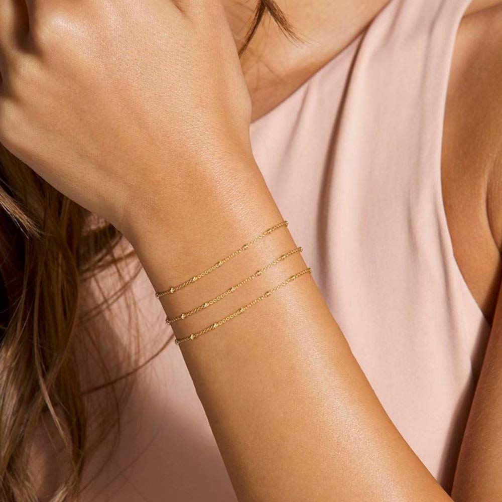 Beads Chain-Gold Dainty Gold Bracelets for Women