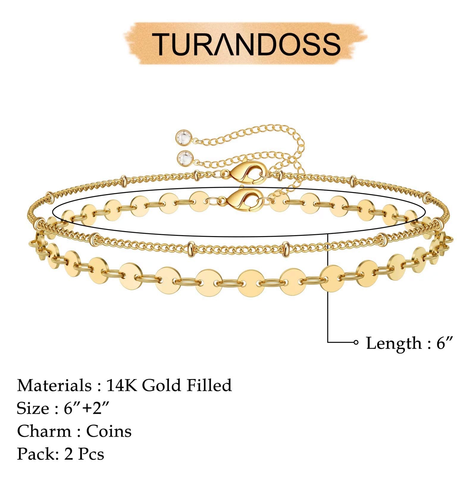 Beads Chain&Coin Chain Dainty Gold Bracelets for Women