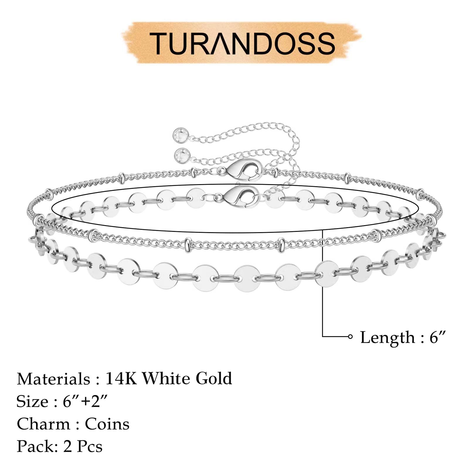 Beads Chain&Coin Chain Dainty Gold Bracelets for Women