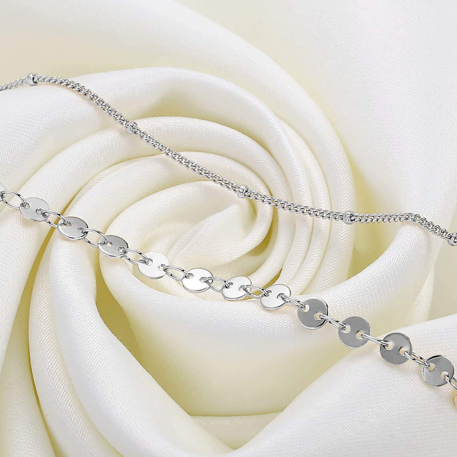 Beads Chain&Coin Chain Dainty Gold Bracelets for Women