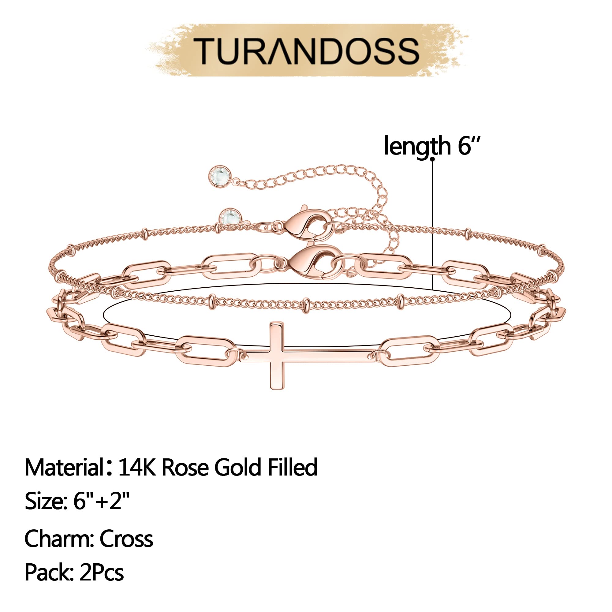 Beads Chain&Cross Dainty Gold Bracelets for Women