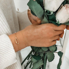 Beads Chain&Oval Screw Clasp Dainty Gold Bracelets for Women