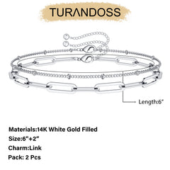 Beads Chain&Oval chain Dainty Gold Bracelets for Women