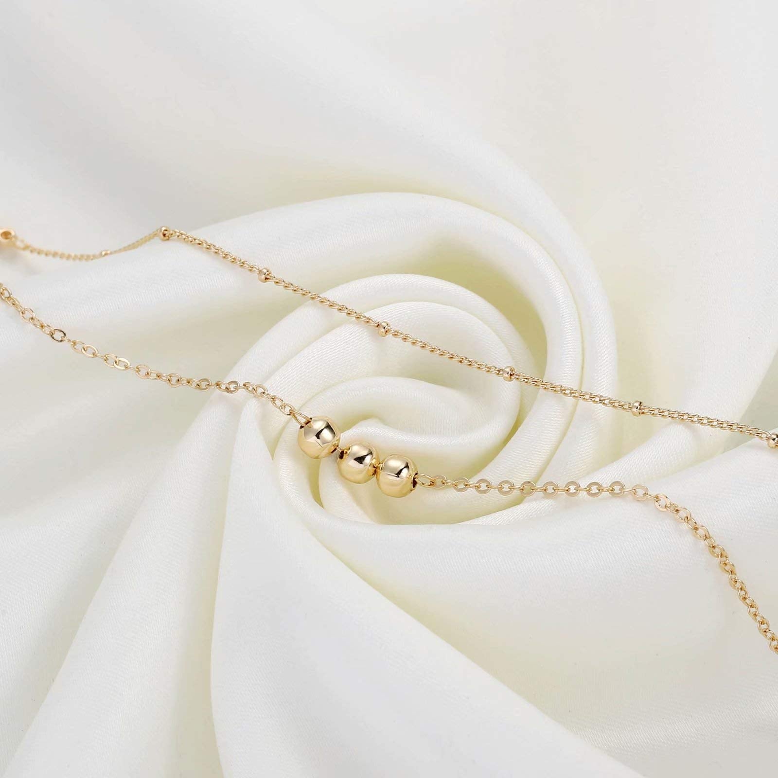 Beads&Chain Dainty Gold Bracelets for Women