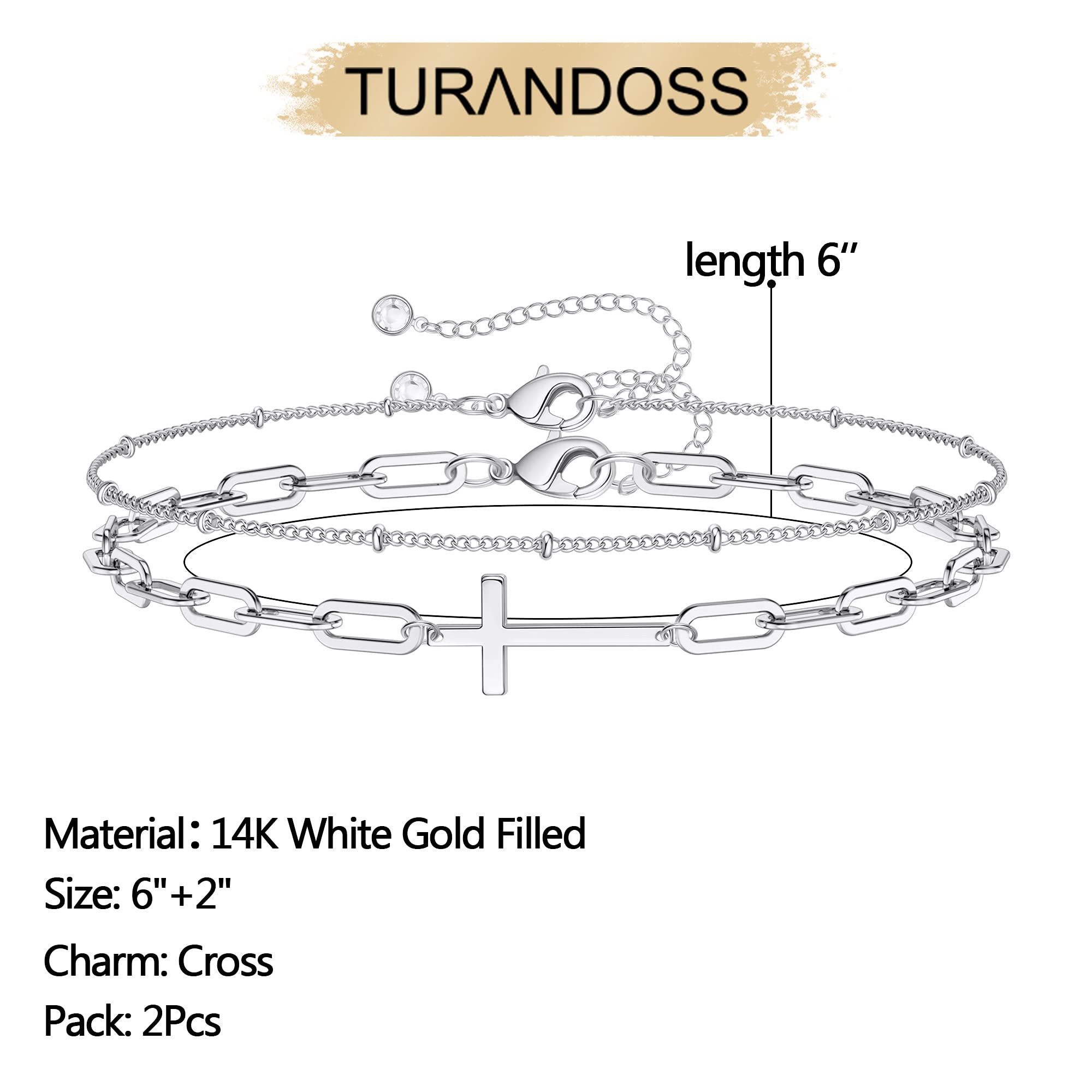 Beads Chain&Cross Dainty Gold Bracelets for Women