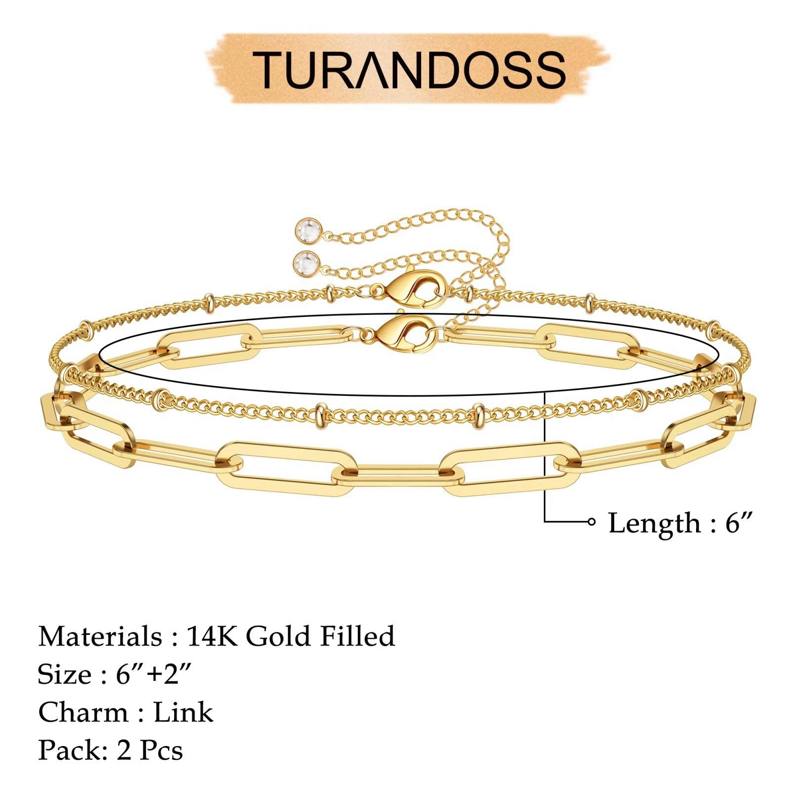 Beads Chain&Oval chain Dainty Gold Bracelets for Women