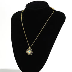 Turandoss 14K Gold Plated Charm Evil Eye Blue Eyes Amulet Pendant Necklace for Women Boho Turkish Blue Jewelry Teacher Appreciation Mothers Day Graduation Gifts for Her Mom Kids Teen Girls Wife Ideas