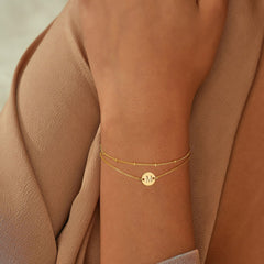 Turandoss Gold Initial Bracelets for Women Girls, Dainty Layered Charm Bracelet, Gold Jewelry for Women, Birthday Gifts for Girls 8-18
