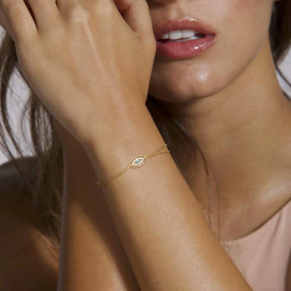CZ Evil Eye Dainty Gold Bracelets for Women