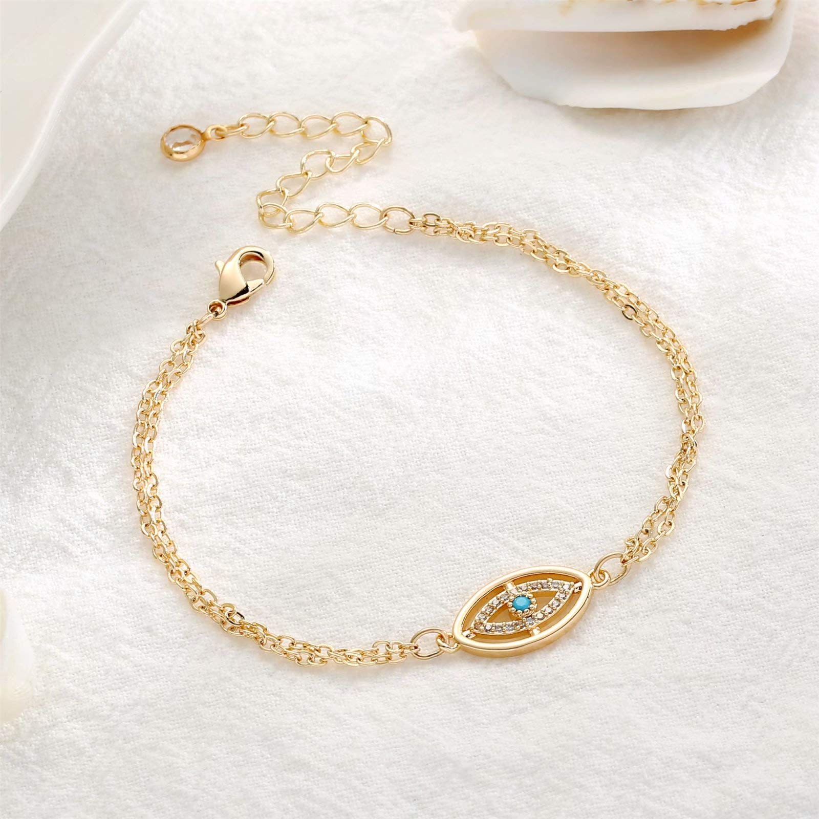 CZ Evil Eye Dainty Gold Bracelets for Women