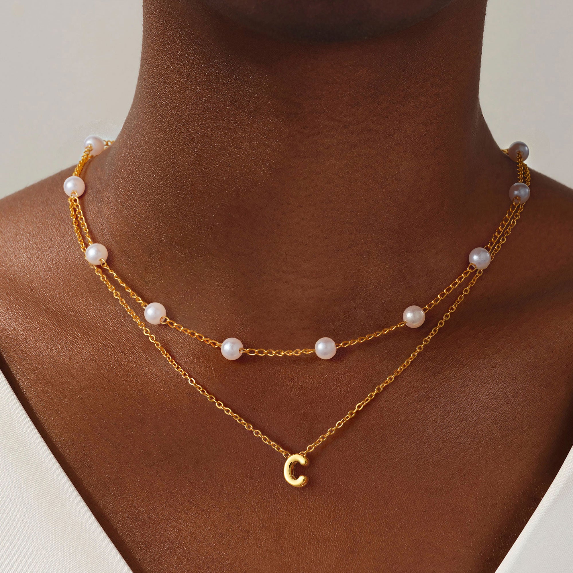 Gold Bubble Letter Necklace