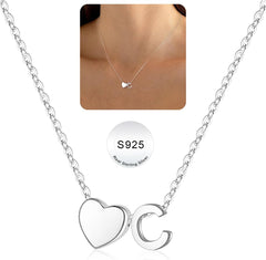 Turandoss Heart Necklaces for Women Trendy S925 Sterling Silver Tiny Heart Initial Dainty Heart Birthday Teacher Appreciation Mothers Day Graduation Gifts for Her Mom Kids Teen Girls Wife Ideas