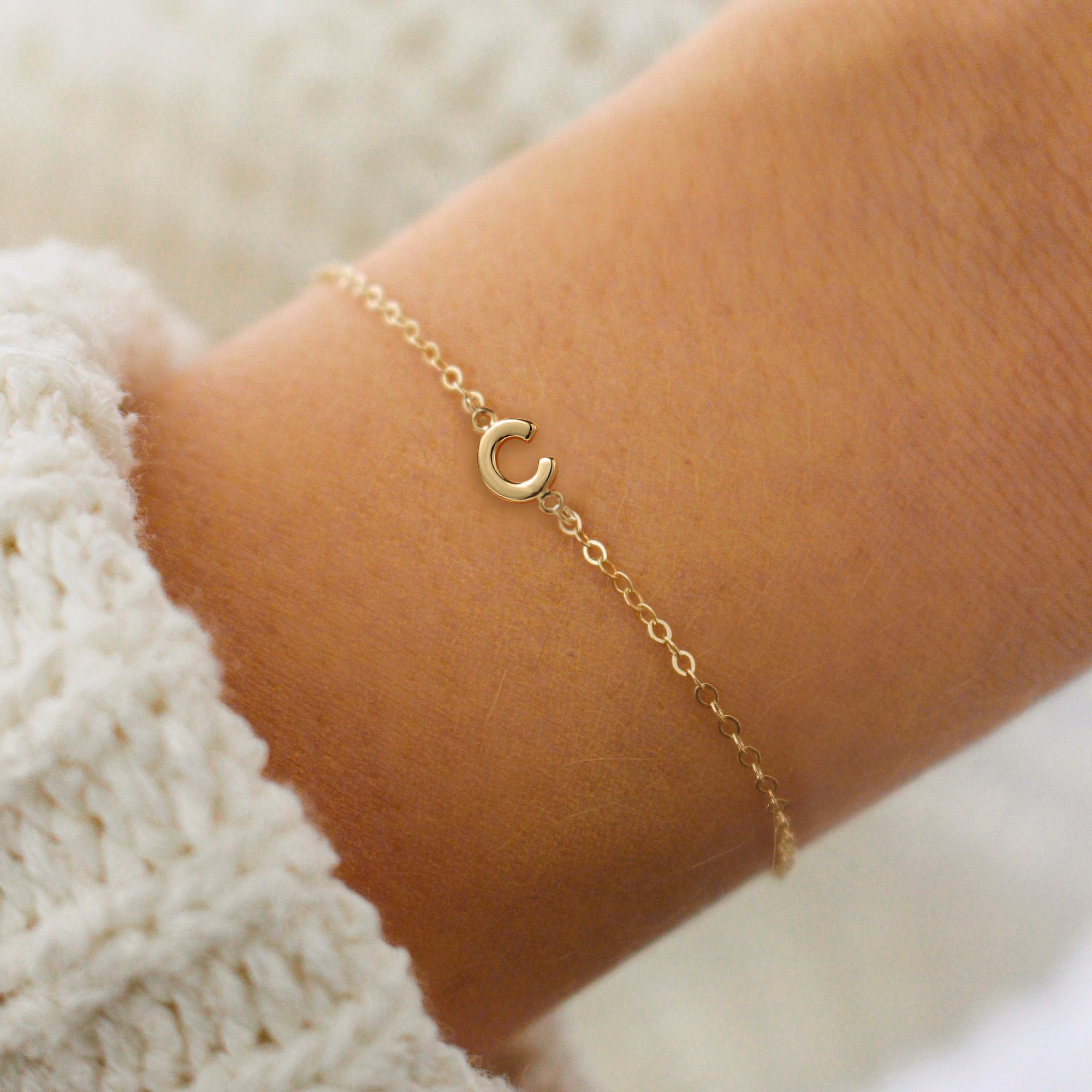 L Anklet 14K Gold Initial Heart Anklet Adjustable Dainty Ankle