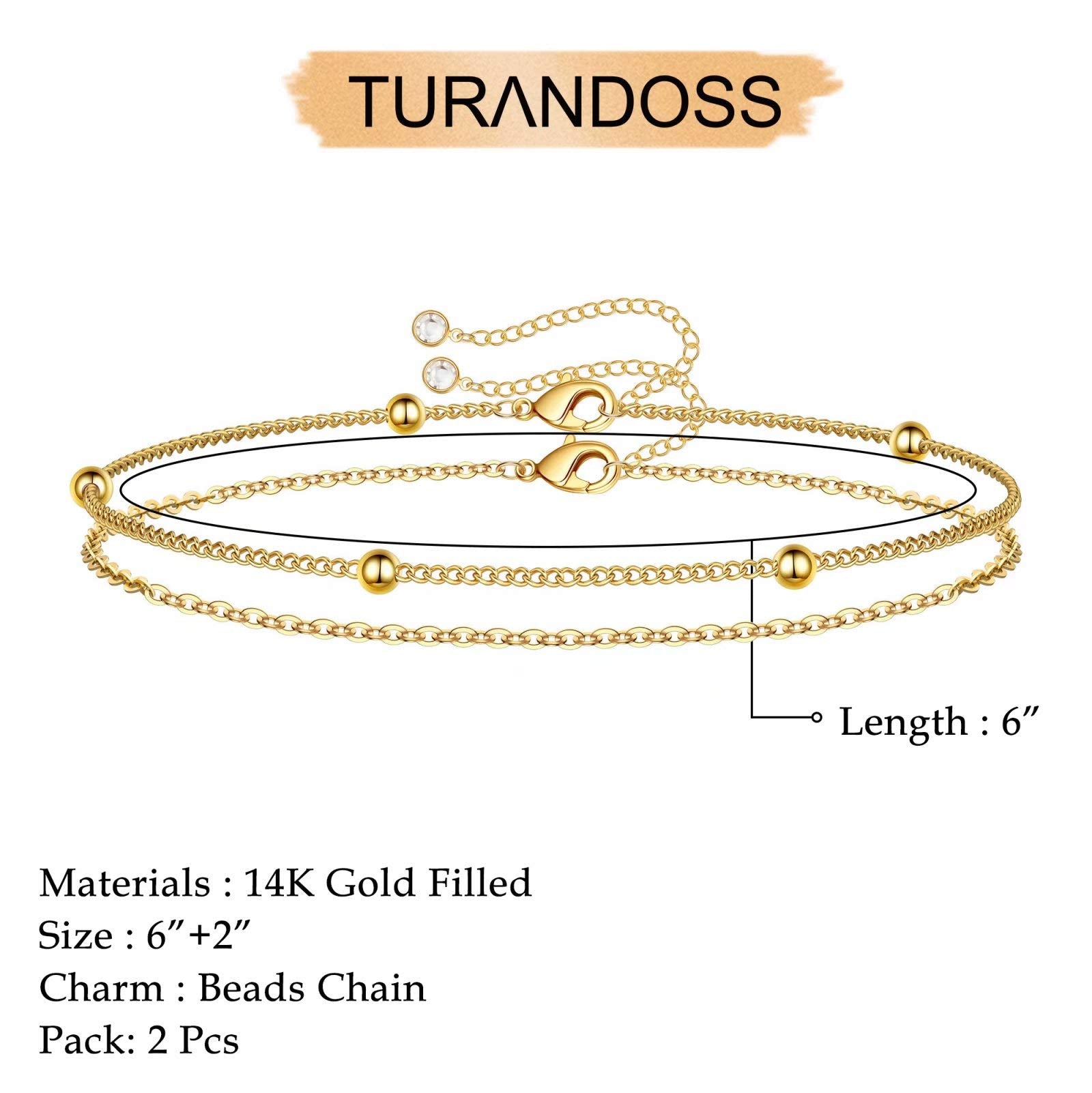 Chain& Beads Chain Dainty Gold Bracelets for Women