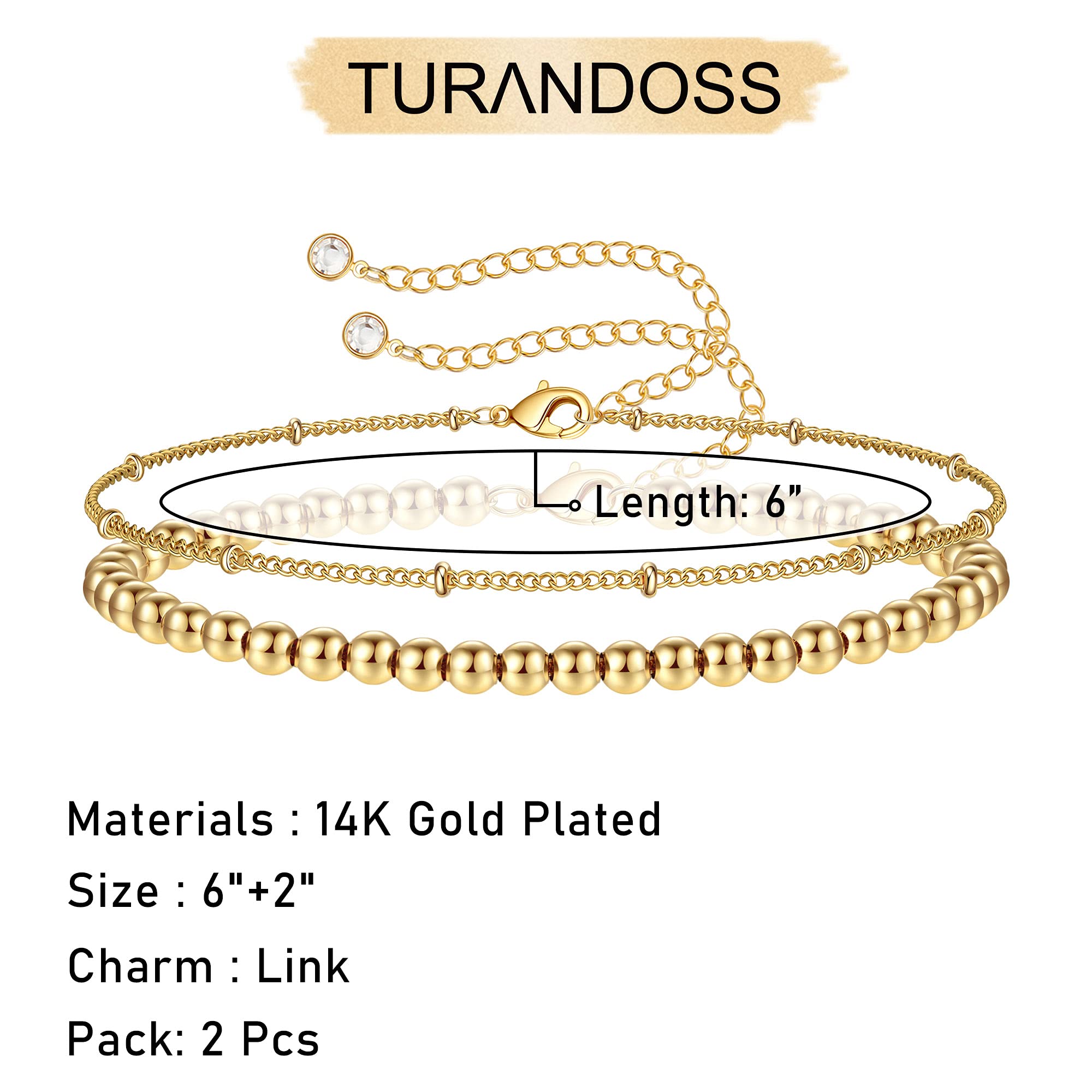 Chain&Beads Chain Dainty Gold Bracelets for Women