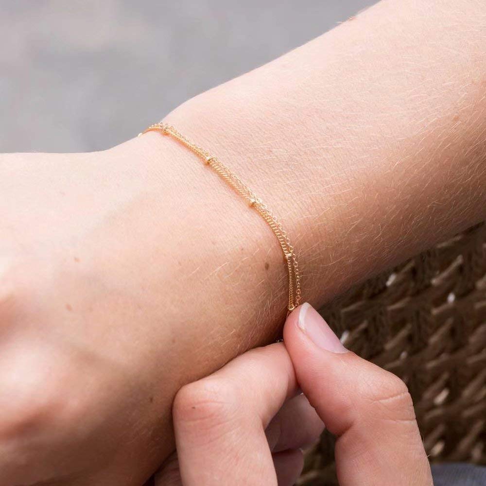 Chain& Beads Chain Dainty Gold Bracelets for Women