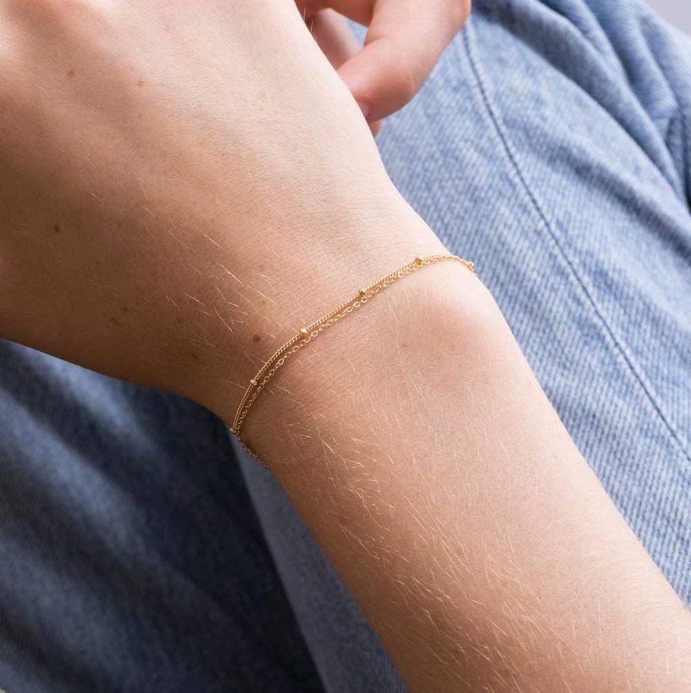 Chain& Beads Chain Dainty Gold Bracelets for Women