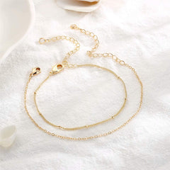Chain& Beads Chain Dainty Gold Bracelets for Women