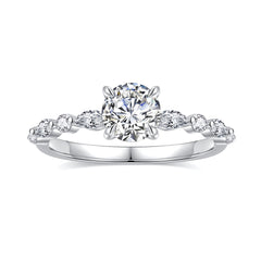 Turandoss 1.52 Carat Moissanite Engagement Ring 925 Sterling Silver Brilliant Round Cut Marquise Diamond Ring Wedding Band Promise Wedding Rings for Women Wife